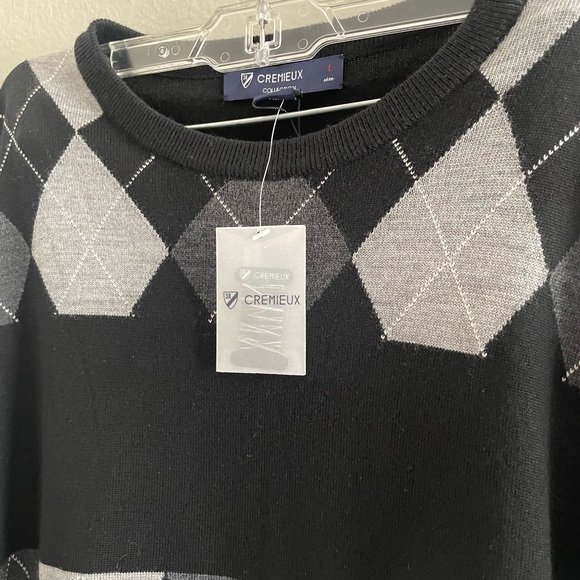 Cremieux collection L men black sweater new 100%fine wool - Picture 2 of 3